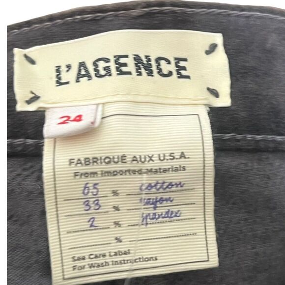 L'AGENCE Margot Velvet High Rise Cropped Skinny Jeans Greystone Size 24 New NWT - Picture 10 of 12